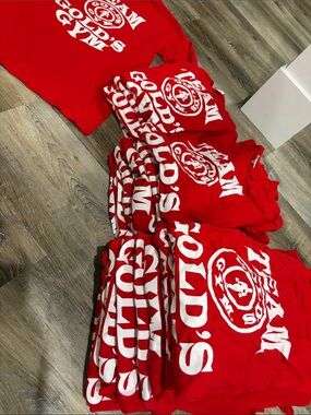 Gold's Gym Red Logo T-Shirt - Bold White Print buy individual OR make a Bundle